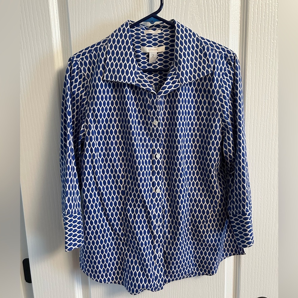 Chico's Blue and White Patterned Shirt